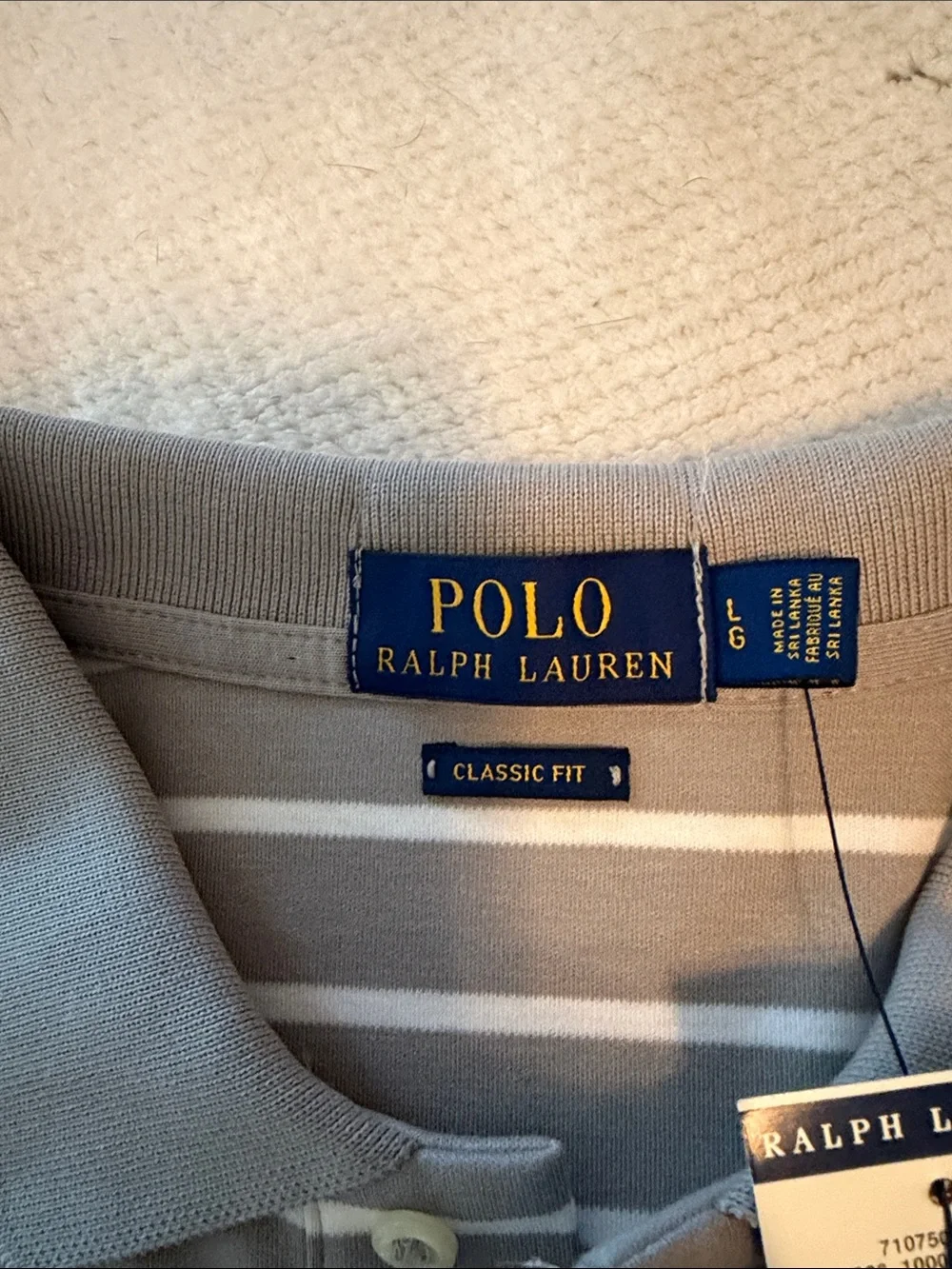 Polo by Ralph Lauren Men’s Light Gray & White Striped Polo
